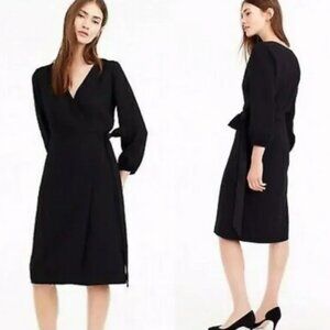 J Crew Black Knee Length Wrap Dress sz 4